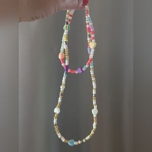 Colorful Valentine's Day Beaded Necklace And Matching Bracelet